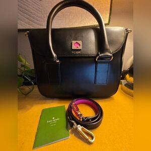 ♤ Kate Spade New York ♤ Black Leather Bind Street Flo Satchel